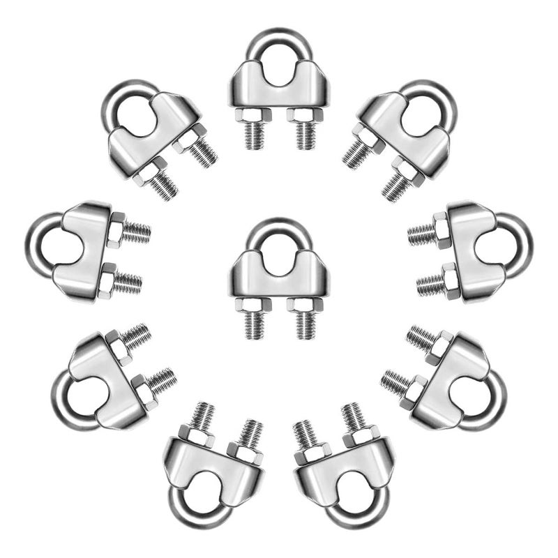 AUTMATCH M5 Wire Rope Cable Clip Clamp 3/16 Inch, 304 Stainless Steel U Bolt Saddle Fastener, 10 Pack - Image 1